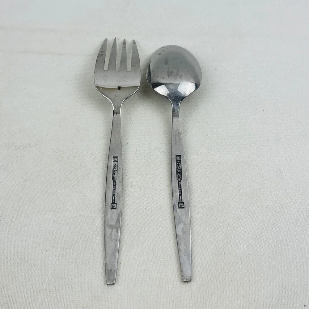 Bouquet by Coventry Serving Spoon Fork Set JH Stainless Japan Floral Flatware